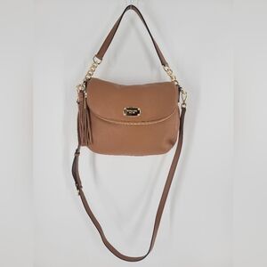 Michael Kors‎ Bedford Tassel Pebbled Leather Shoulder Bag Tan New